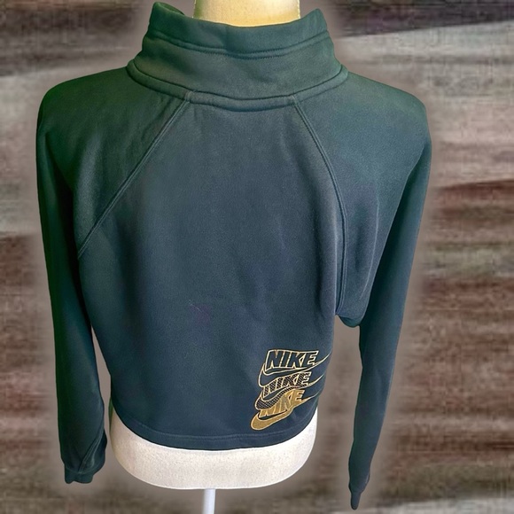 Nike Sportswear ‘Funnel-Neck 1/2 Zip Sweater’ in Black & Gold Size XS - Picture 12 of 16